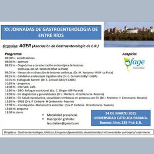 Lee más sobre el artículo XX JORNADAS ENTRERRIANAS DE GASTROENTEROLOGÍA